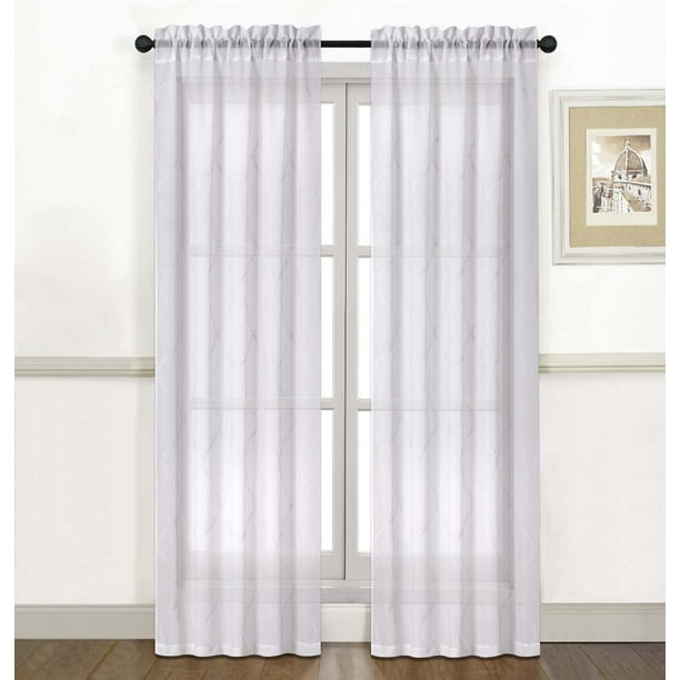 Moroccan Tile Embroidered Faux Linen Grommet Top Semi Voile Drapes Bedroom and Living Room Window Curtain Panels Set of 2 Window Curtain Panels 52 x 84 Inches Long DWCN Sheer Curtains Navy Blue Moroccan Tile Embroidered Faux Linen Grommet Top Semi Voile Drapes Bedroom and Living Room Window Curtain Panels Set of 2 Window Curtain Panels 52 x 84 Inches Long DWCN Sheer Curtains Navy Blue
